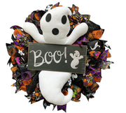 Artificial Halloween Ghost Doll Wreath 12 Inch Black Decorative Halloween Decor