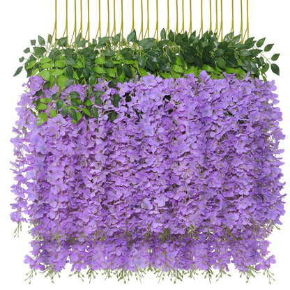 Premium Artificial Wisteria Garland 12 Piece Set  Realistic Hanging Flowers for Wedding Home Décor & Garden Party Arrangements