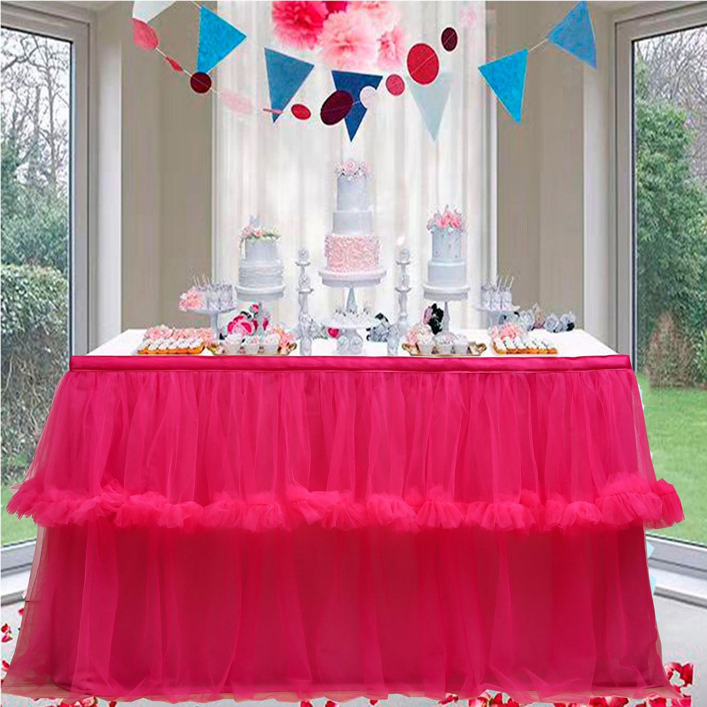 Bulk 1pc Tulle Table Skirt Tutu Table Skirts Princess Girl's Birthday Party Wedding Baby Shower Cake Dessert Table Decoration Wholesale