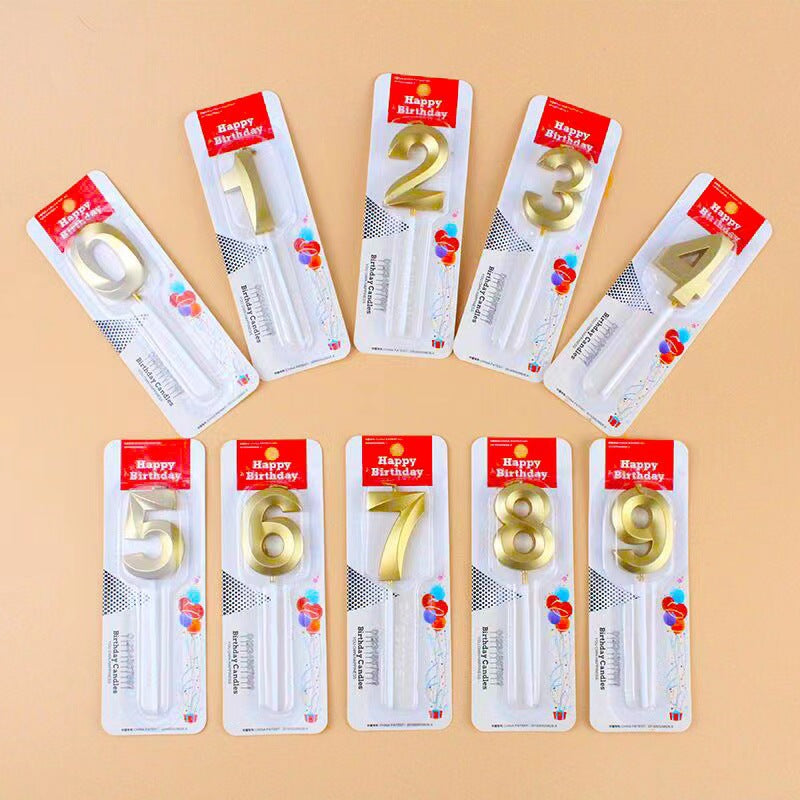 Bulk Gold Number 0-9 Birthday Candles Happy Birthday Cake Toppers for Parties Weddings and Anniversaries Wholesale