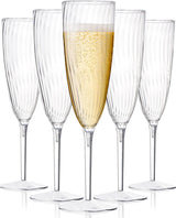 Bulk 16 Pcs 6 oz Clear Plastic Champagne Glasses Hard Disposable Flutes for Parties Weddings Wholesale