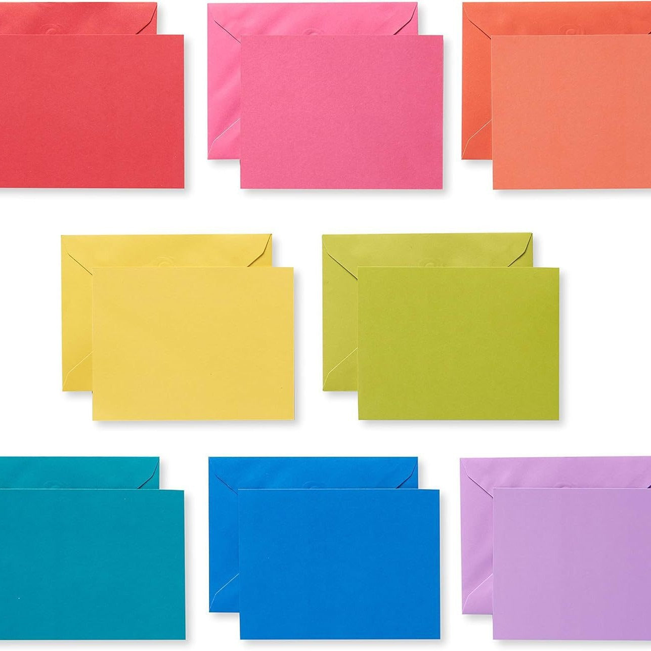 Bulk 24 Count Single Panel Blank Greeting Cards with Envelopes Rainbow Colors Wholesale