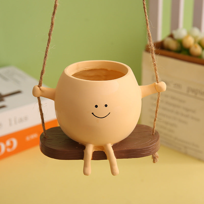 Bulk Hanging Planter with Smiley Face Cute Swinging Plant Pot for Indoor Outdoor Use Drainage Hole for Plants Home & Garden Decor Wholesale