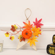 Mini Artificial Pumpkin Maple Leaf Pentagram Wreath, Fall Thanksgiving Decor, Bulk Wholesale