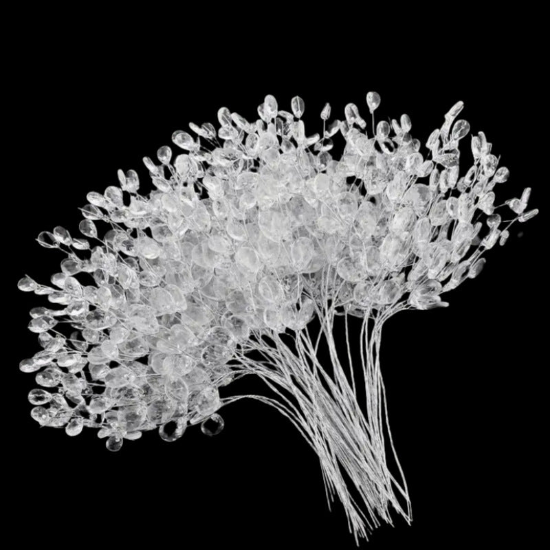 Bulk 50pcs Acrylic Bead Flower Stems Crystal Bud Branches for Wedding & Home Decoration and Floral Craft Supplies Wholesale