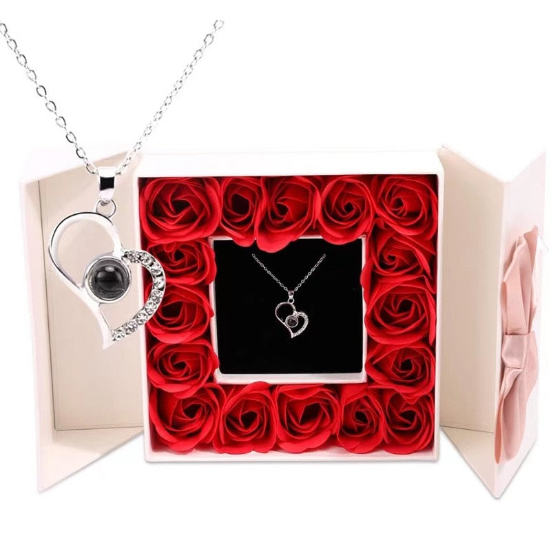 Bulk 16 Red Rose & Heart Necklace wirh Gift Box for Birthday Anniversary Valentine’s Day Mother’s Day Wholesale