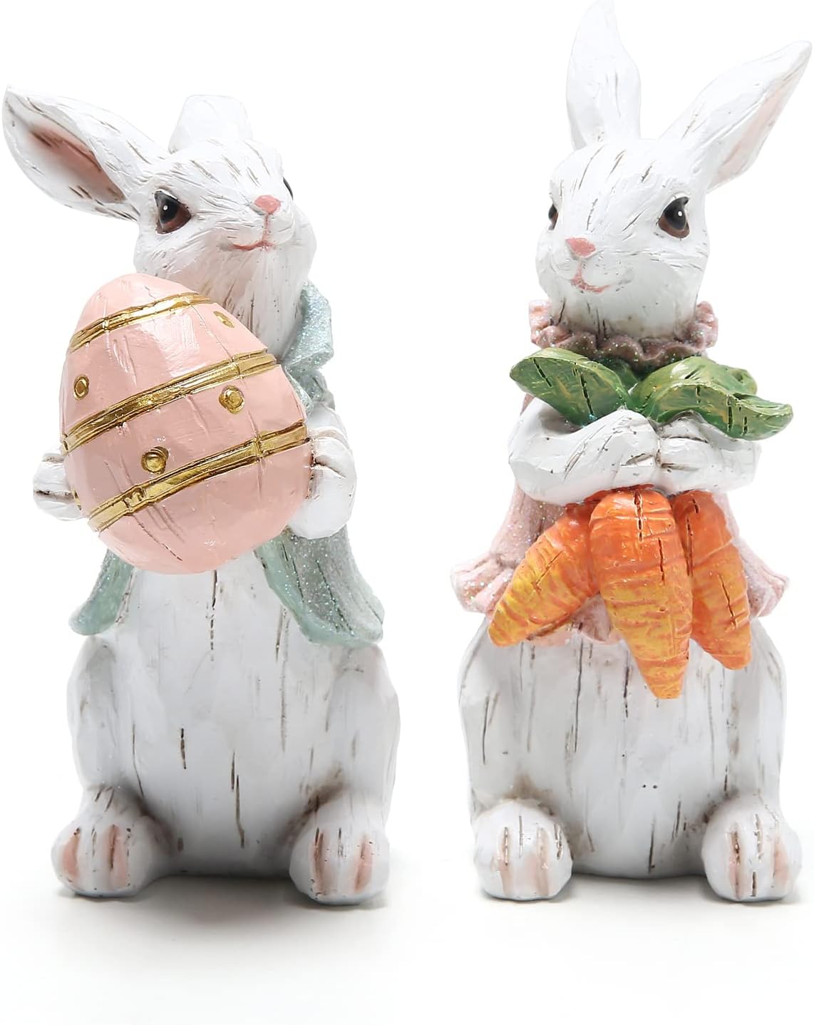 Bulk 2 Pcs Easter Bunny Figurines Easter White Rabbit for Spring Home Decor Wholesale