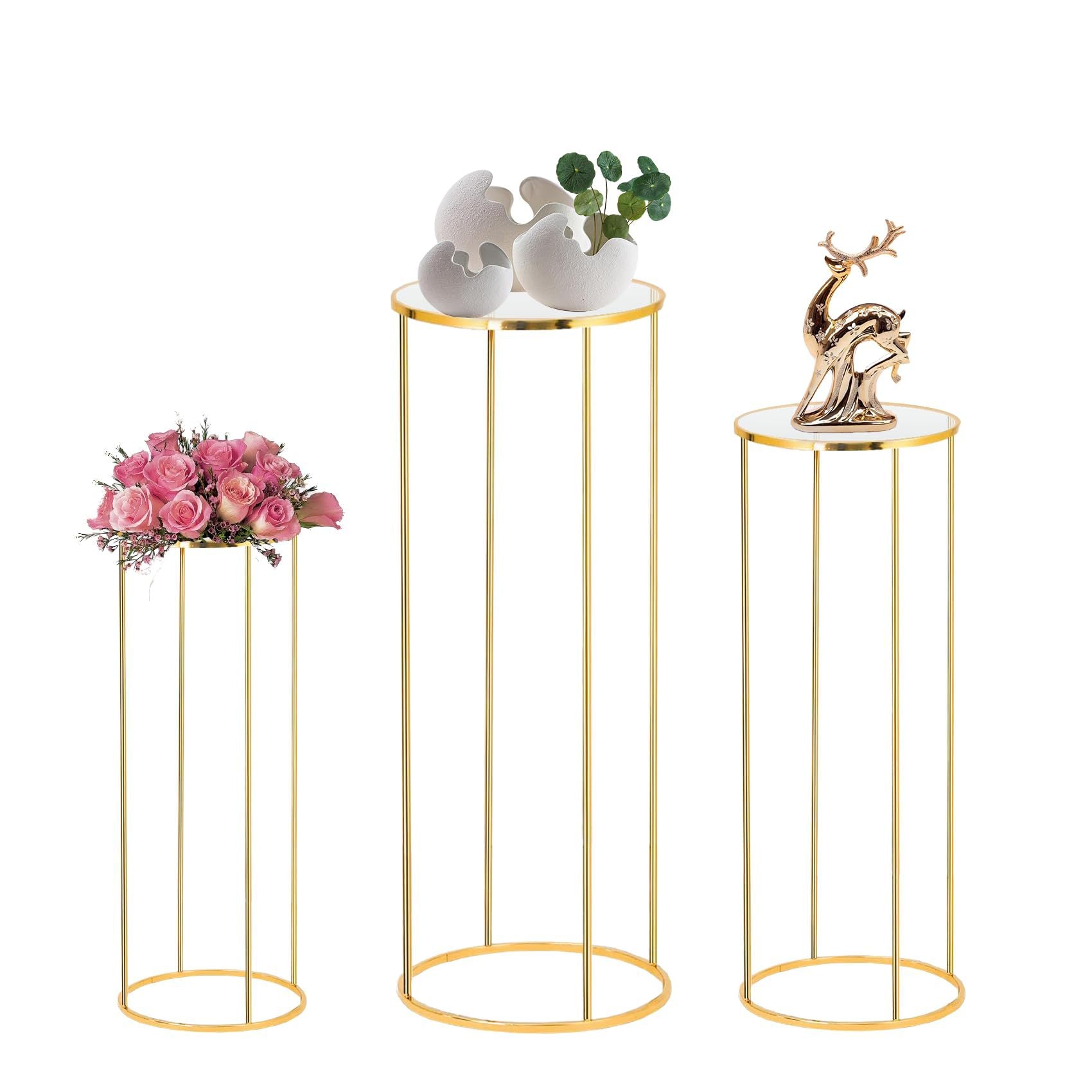 Bulk Gold Plated Iron Round Table Flower Stand for Weddings Vases and Birthday Party Backdrops Wholesale