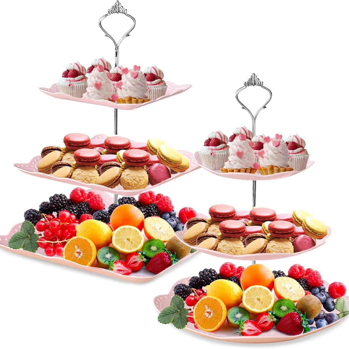 Bulk 3-Tier Plastic Cupcake Stand Square Dessert Serving Tray for Tea Parties Baby Showers and Weddings Wholesale