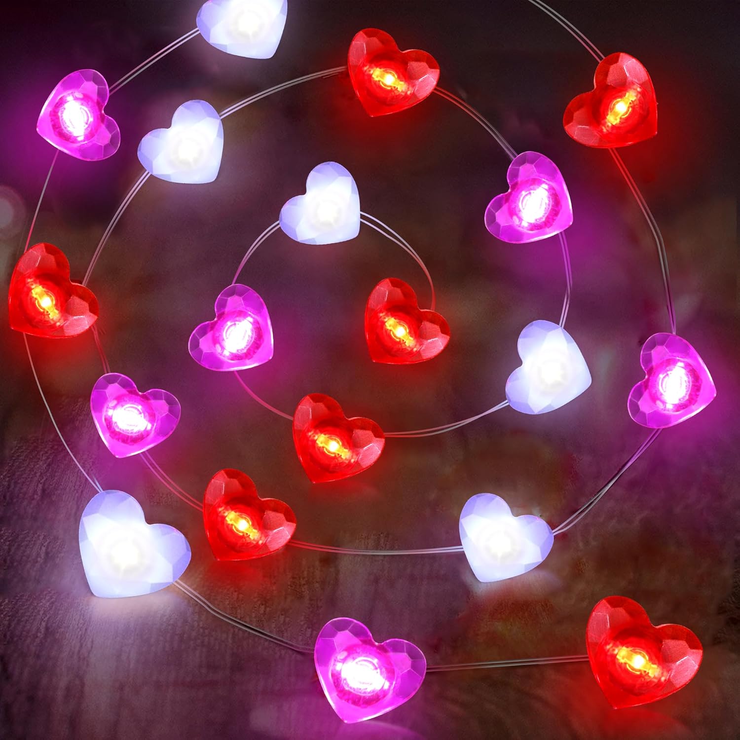 Bulk 10FT 30 LED Valentine's Day Heart String Lights Battery Operated Lights with Timer for Home Bedroom Holiday Decor Wholesale