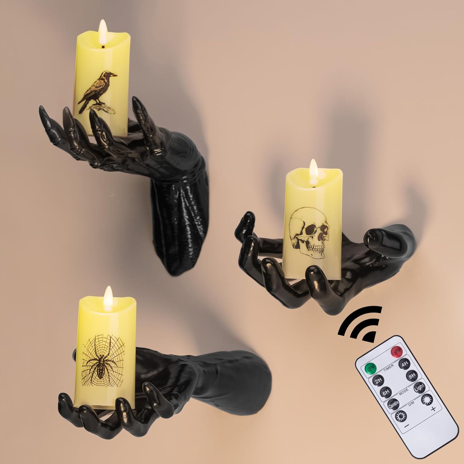 Bulk Halloween Decor Indoor Outdoor Gothic Wall Hangings 3 Creepy Hand Wall Lights with Remote Control for Spooky Halloween Decoration Wholesale