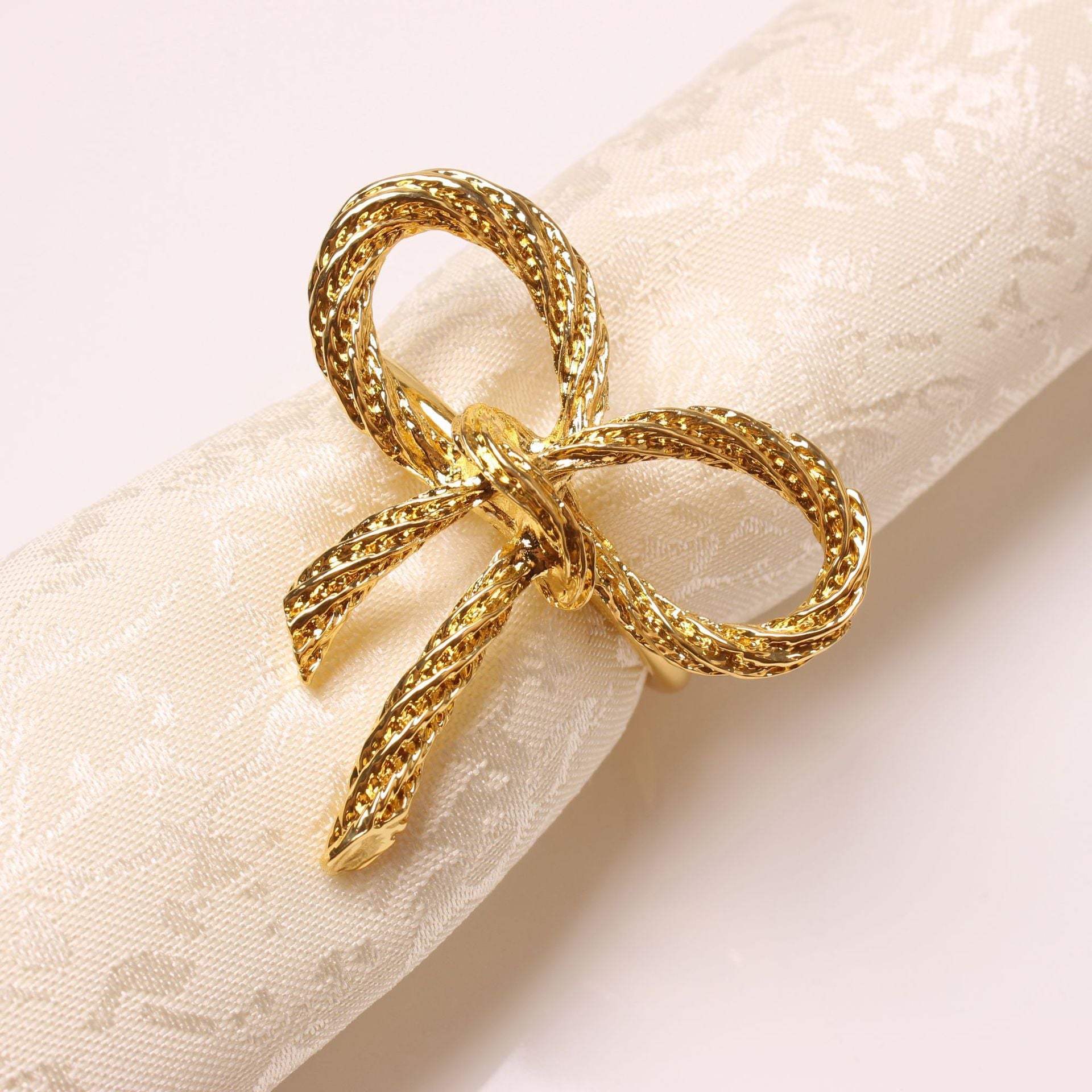 Bulk 12 Pcs Gold Bow Napkin Rings Elegant Napkin Holders for Dinner Parties Weddings Banquets and Family Gatherings Table Decor Wholesale