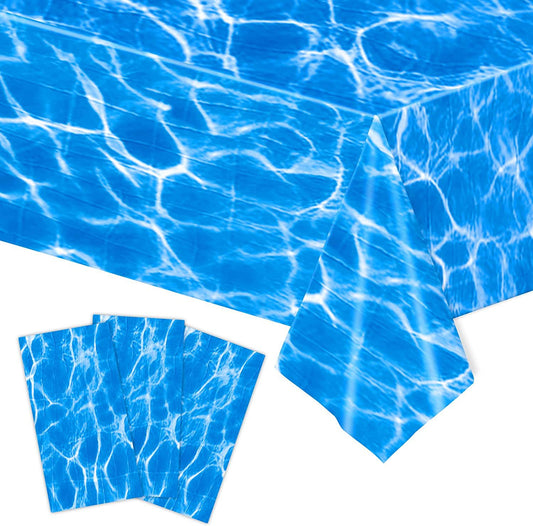 Bulk Durable 54x108 Inch Blue Plastic Tablecloth Perfect for Poolside Celebrations Pool Parties and Events Wholesale