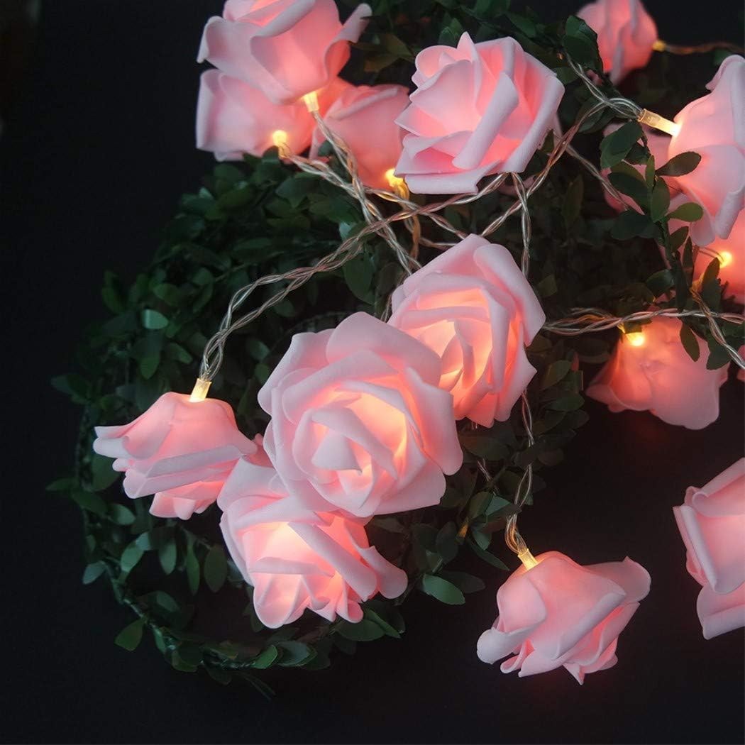 Bulk 10FT 20LED Pink Rose Flower String Lights Battery Operated 5cm Large Rose Flowers for Valentine's Day Wedding Home Party Festival Decor Wholesale