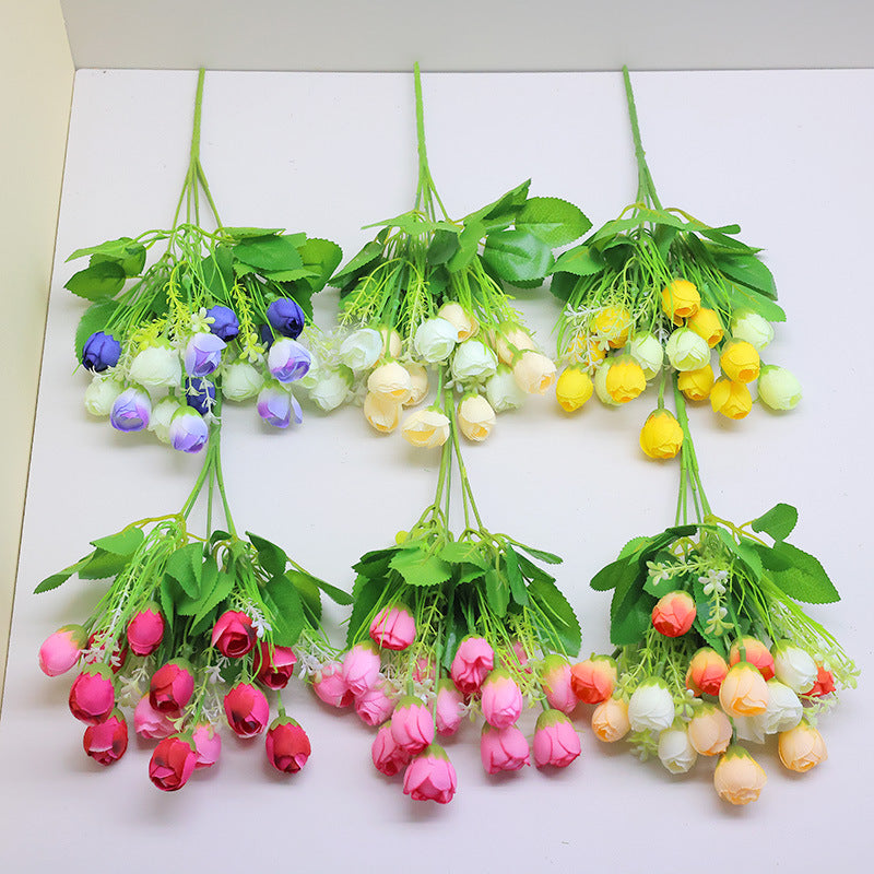 Bulk 13" Mini Rose Buds Silk Flowers Bush Artificial Flowers for Wedding Home Decor Wholesale