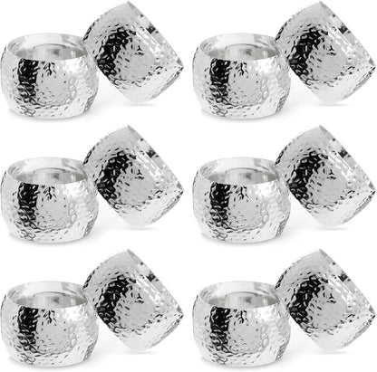 Bulk 12 Pcs Silver Napkin Rings Napkin Holders for Weddings Party Decorations and Table Settings Wholesale