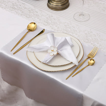 Bulk 2 pcs Satin Hollow Lace Napkins Restaurant Wedding Party Dinner Decoration Wholesale