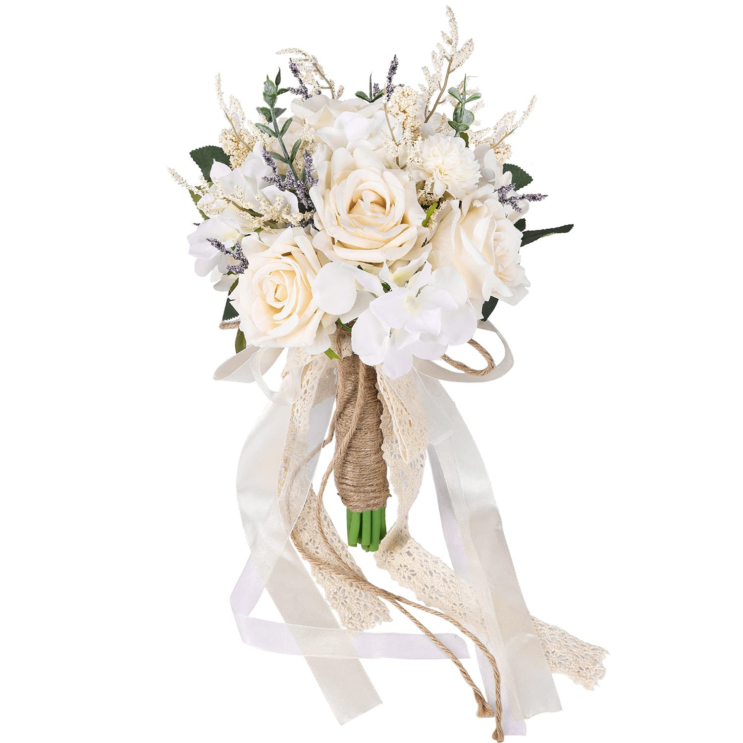 Bulk 8" Bridal Bouquet White Champagne Roses Wedding Bouquets Wholesale