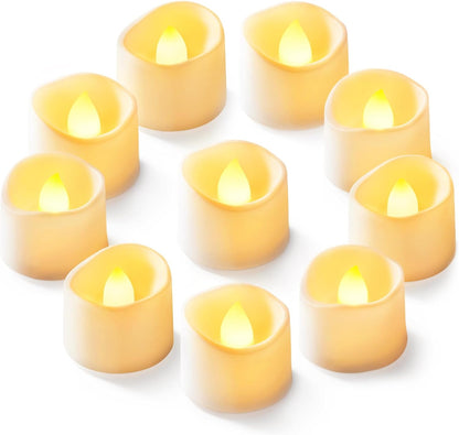 Premium Reusable LED Tea Lights 12 Pack Frosted Flickering Wedding Anniversary Votive Centerpiece Table Settings Eco Friendly
