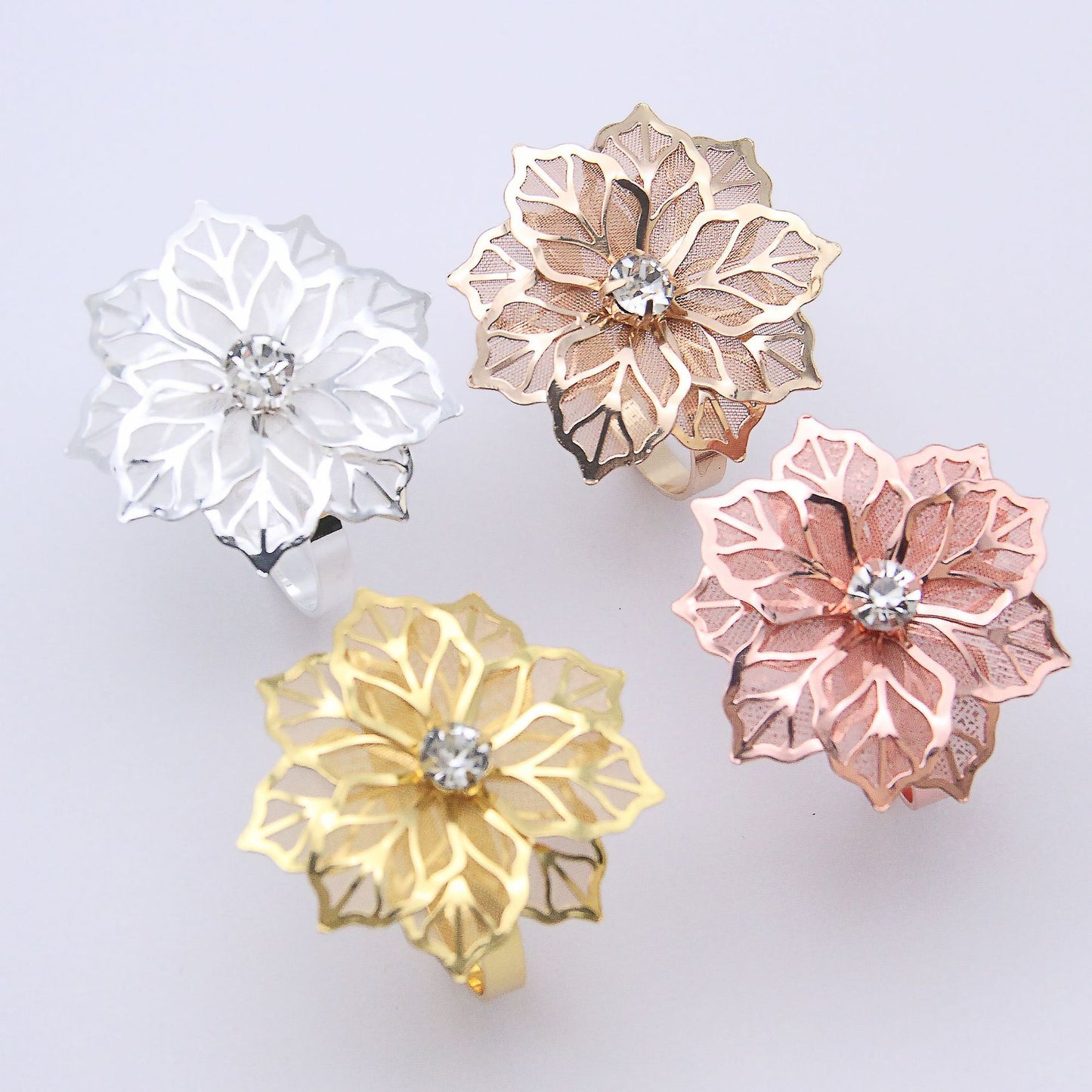 Premium 10 Pack Heavy Duty Metal Rose Napkin Rings Electroplated Wedding Banquet Decor Christmas Anniversary Table Settings