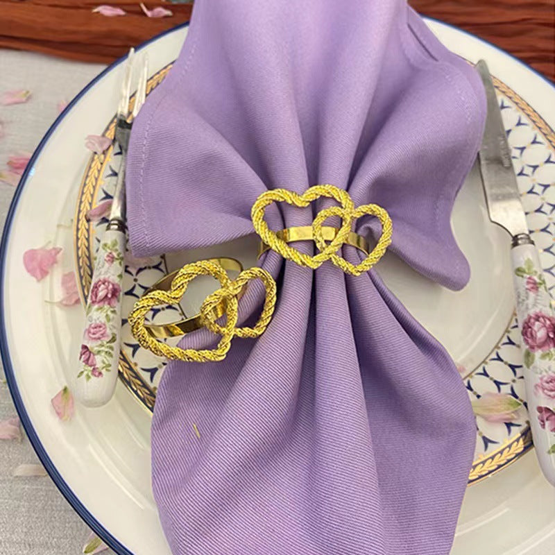 Bulk 10pcs 1.57" Gold Heart Shaped Napkin Rings Stainless Steel Napkin Holders for Home Hotel and Restaurant Decorations Wholesale