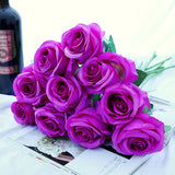 Bulk 10pcs 19" Artificial Silk Rose Flower Bouquets for Wedding and Home Decor Wholesale