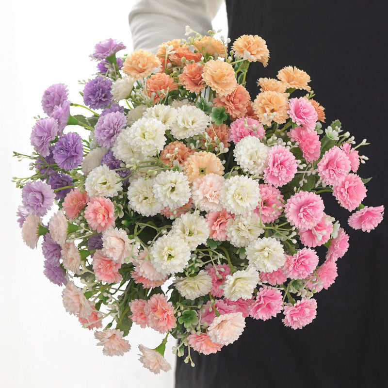 12 Inch Artificial Carnation Bush Bouquet 6 Stems Silk Flowers Bulk Wholesale
