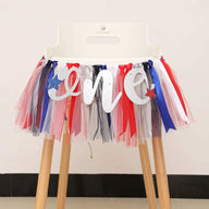 1st Birthday High Chair Tutu Skirt - Rainbow Ribbon & Tulle Decor for Baby’s First Party
