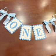 1st Birthday "ONE" Banner with Bows - Pink & Blue Felt Party Decor for High Chair & Backdrop