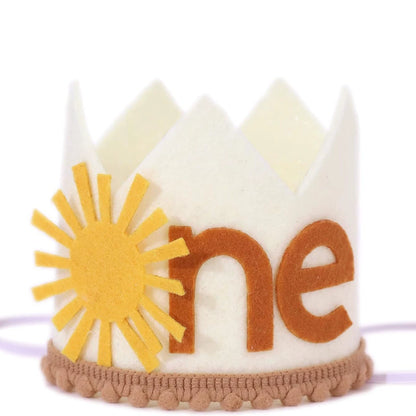 1st Birthday Sun Crown for Kids - Party Decoration Hat for First Birthday Celebrations