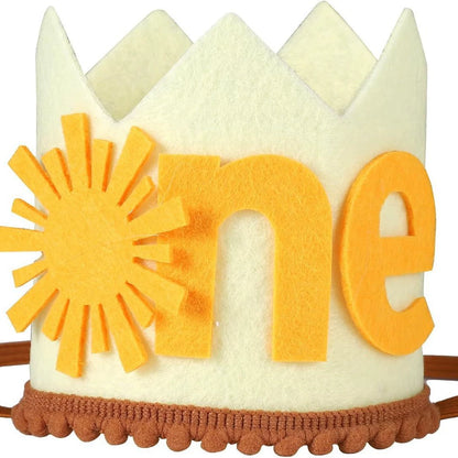 1st Birthday Sun Crown for Kids - Party Decoration Hat for First Birthday Celebrations