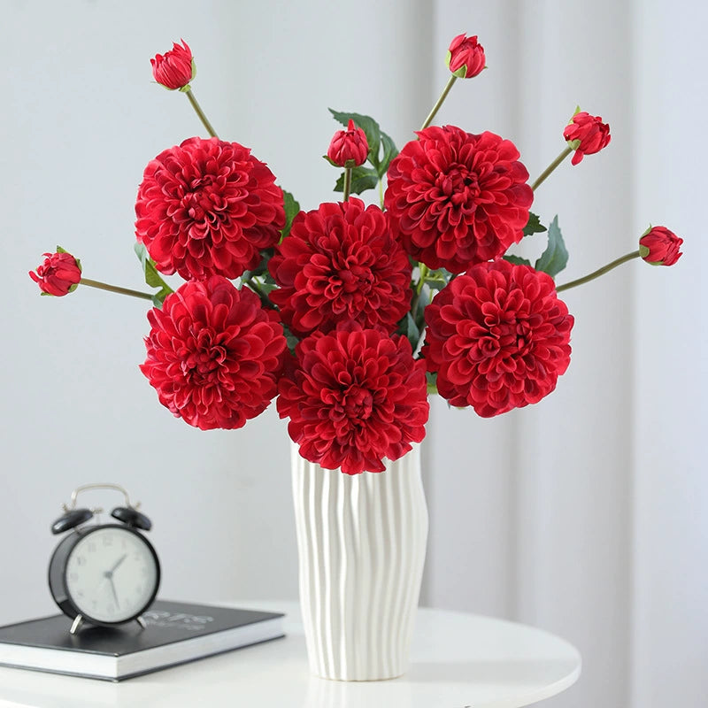 2 - Head Artificial Dahlia Flowers - 29.5 Inch Home/Wedding Decor