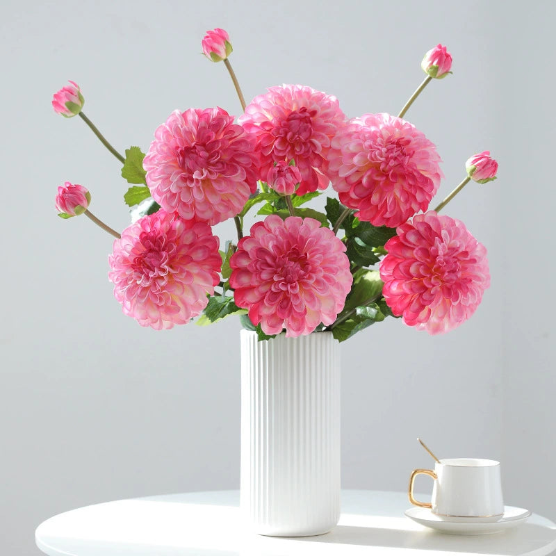 2 - Head Artificial Dahlia Flowers - 29.5 Inch Home/Wedding Decor