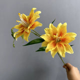 2 - Head Double - Petal Mini Lily Artificial Flowers, Realistic Table Centerpiece