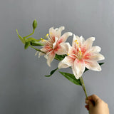 2 - Head Double - Petal Mini Lily Artificial Flowers, Realistic Table Centerpiece