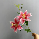 2 - Head Double - Petal Mini Lily Artificial Flowers, Realistic Table Centerpiece