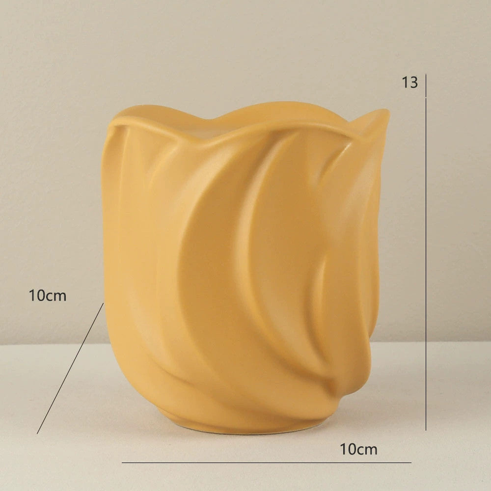 2-Pack Ceramic Leaf-Shaped Candlestick Holders - Minimalist European Style Table Decor