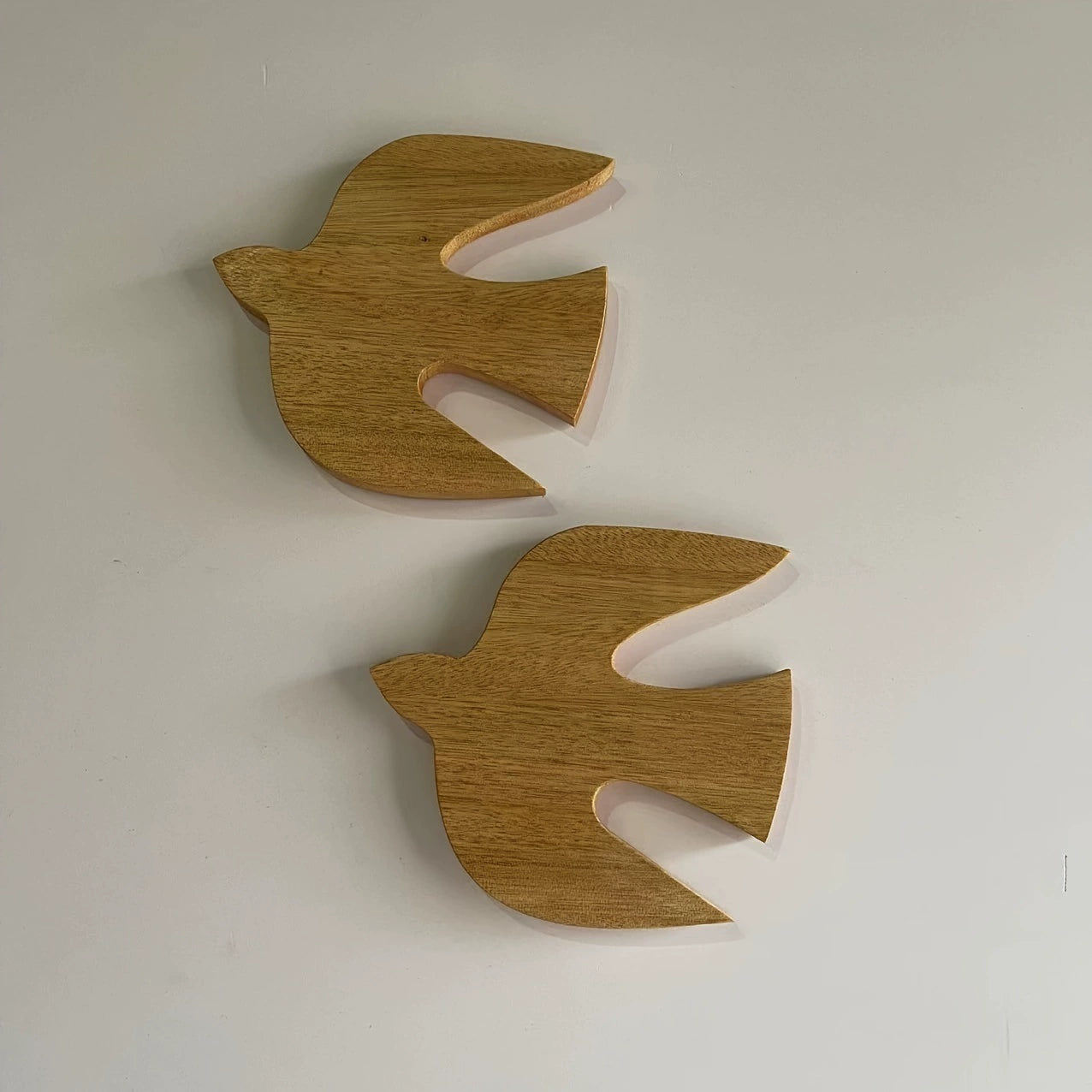 2-Pack Wooden Swallow Wall Decor - Rustic Handmade Natural Wood Home Accents