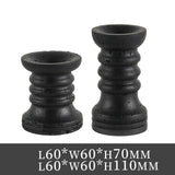 2-Piece Wabi-Sabi Travertine-Like Bamboo Knot Candle Holders Set