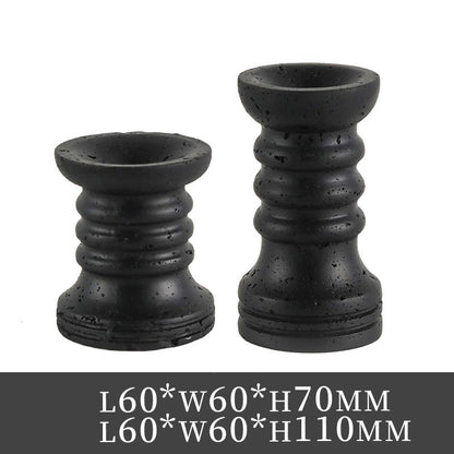 2-Piece Wabi-Sabi Travertine-Like Bamboo Knot Candle Holders Set