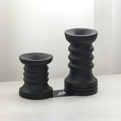 2-Piece Wabi-Sabi Travertine-Like Bamboo Knot Candle Holders Set