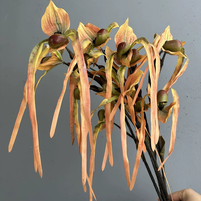 2.5ft Artificial Slipper Orchid (Fuzzy Texture) - Luxury Home Decor Fake Flowers (Multiple Colors)