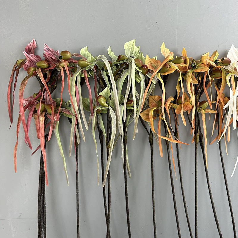 2.5ft Artificial Slipper Orchid (Fuzzy Texture) - Luxury Home Decor Fake Flowers (Multiple Colors)