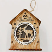 Christmas Ornaments Set 6 Pcs Glowing Hollow-Carved Santa Claus Snowman Elk Bell Tabletop Decorations