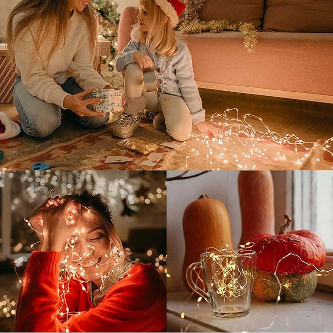 4 Packs 33FT 100 LED Battery Operated Waterproof Fairy String Lights with Remote Timer