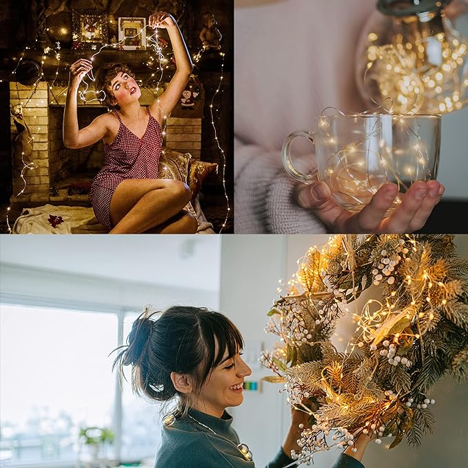 4 Packs 33FT 100 LED Battery Operated Waterproof Fairy String Lights with Remote Timer
