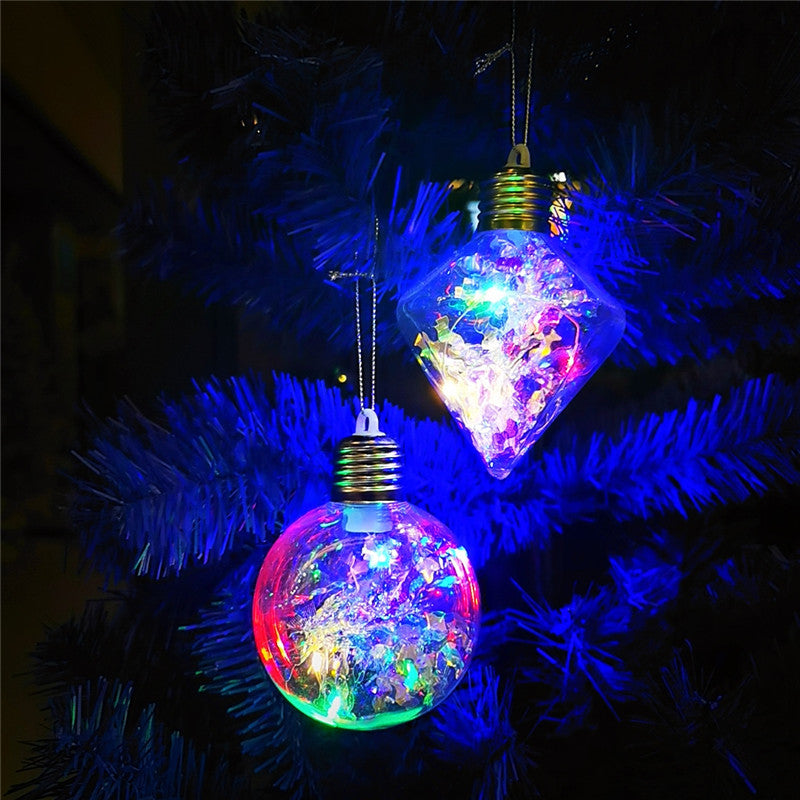 5 Pcs Light Up Clear Christmas Ball Ornaments Hanging Decorations