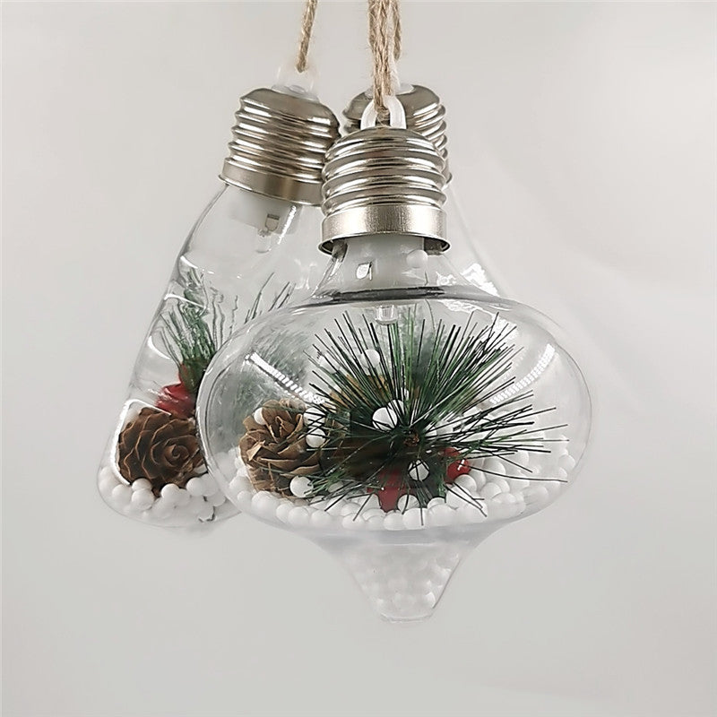 5 Pcs Light Up Clear Christmas Ball Ornaments Hanging Decorations