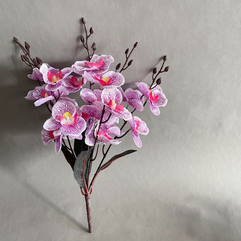 17 Inch Artificial Phalaenopsis Butterfly Orchid Bushes, 4 Bushes Bulk Set for Outdoor Decor