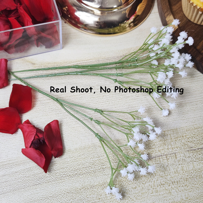 7.8 Inch White Artificial Baby's Breath Gypsophila Spray Stems, 10 Pcs Bundle for DIY Boutonnieres